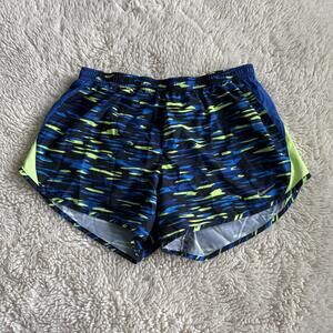 Nike Dri-FIT Running Shorts Blue Green Pattern - Size M